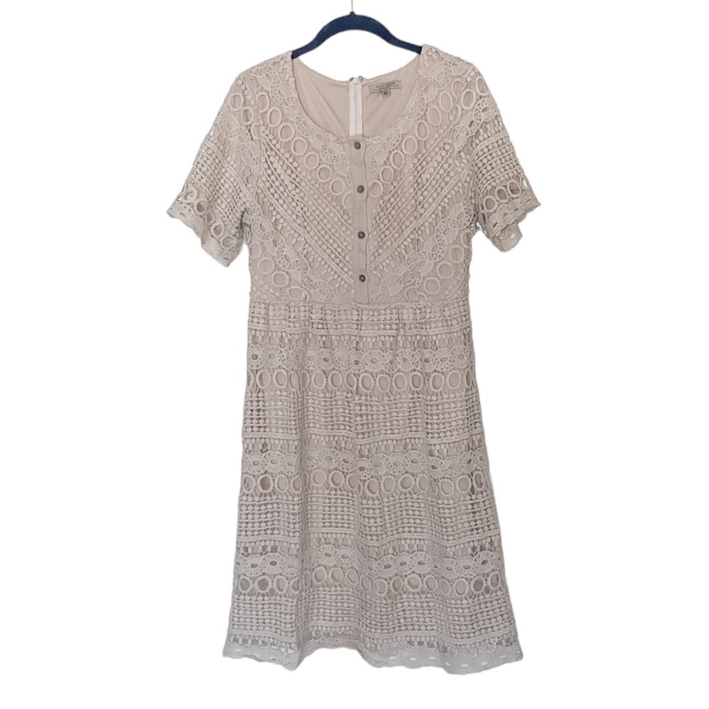 Polagram Crochet Cream Lace Midi Dress M - Picture 7 of 16